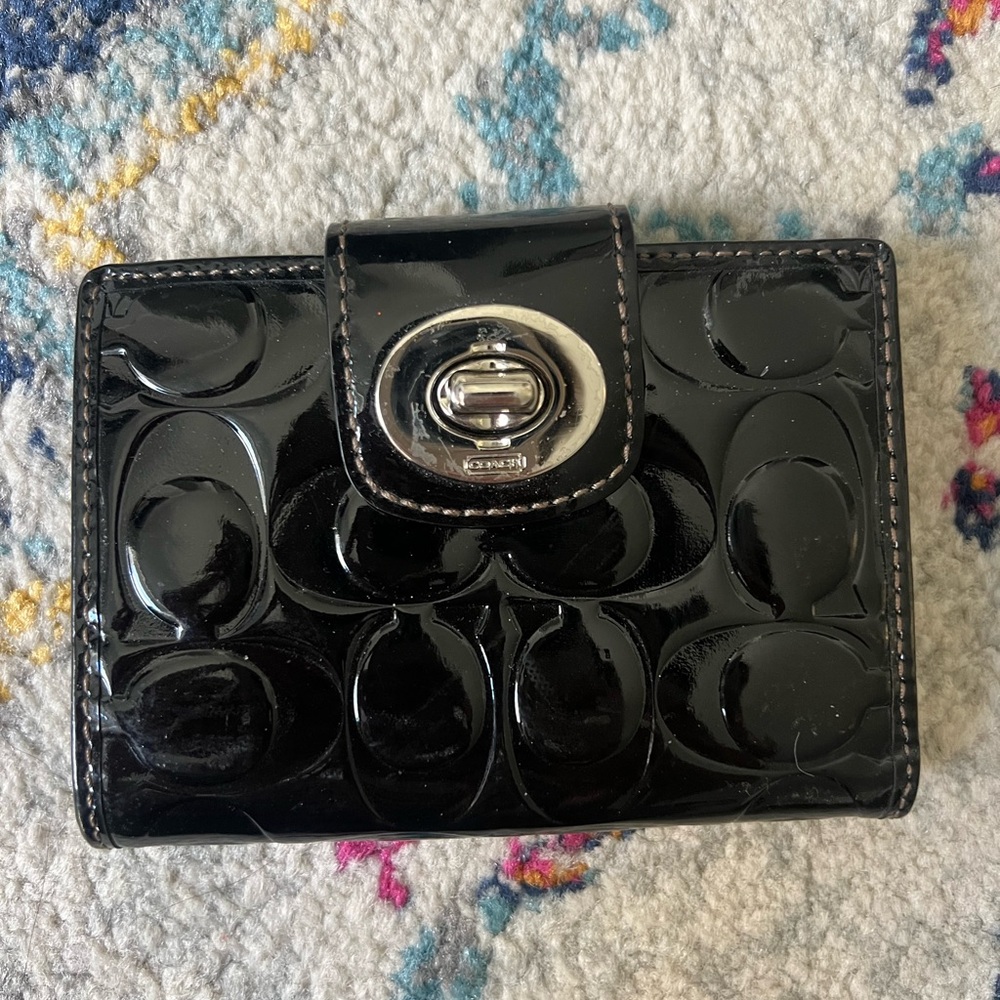 Coach Black Patent Leather Wallet